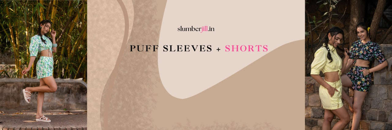 puff sleeve top and short set