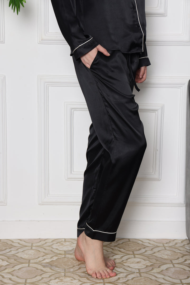 Black Opulence Collared Full Sleeve Co Ord Set