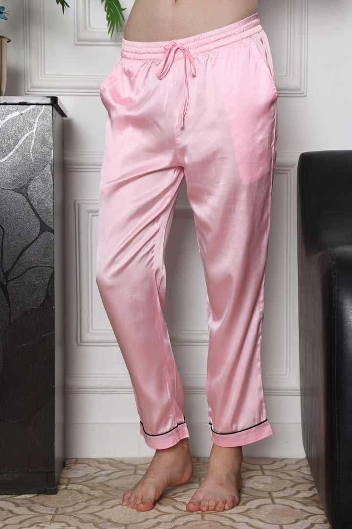 Rose Quartz Collared Pyjama Co Ord Sets Full Sleeve