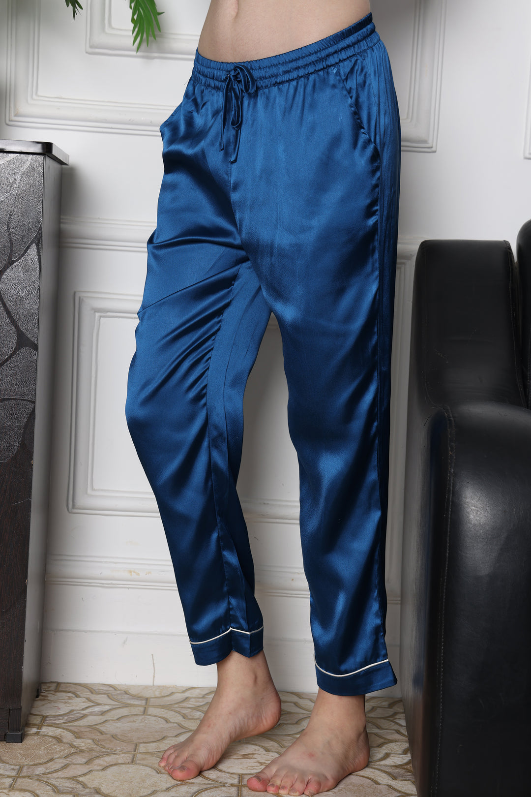 Indigo Dream Collared Two Piece Sets in Japan Satin