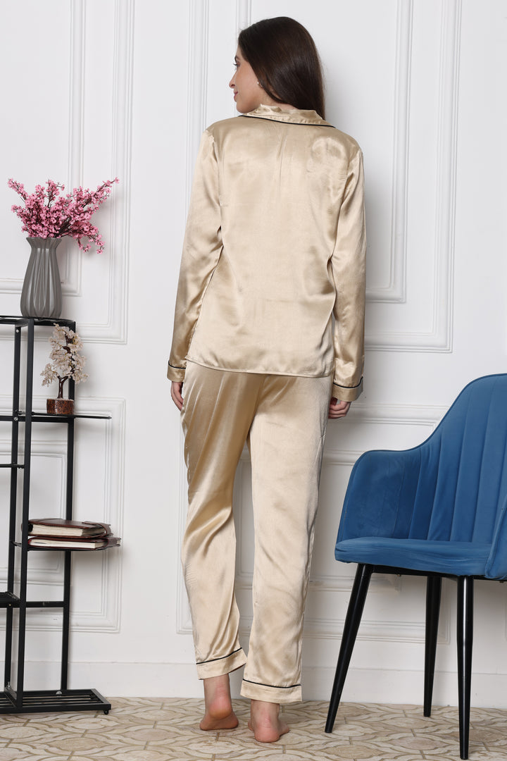 Golden Glow Collared Pyjama 2 Piece Sets Women
