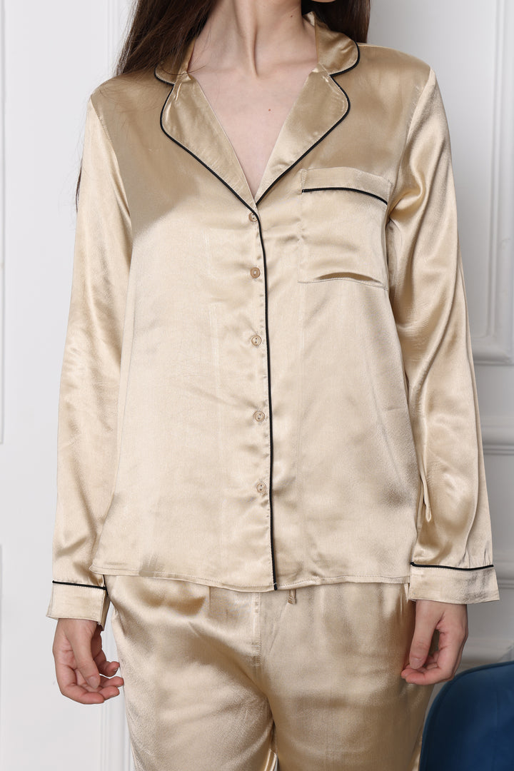 Golden Glow Collared Pyjama 2 Piece Sets Women