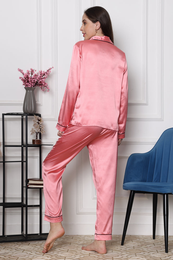 Dusky Rose Collared Co Ord Sets Women in Japan Satin