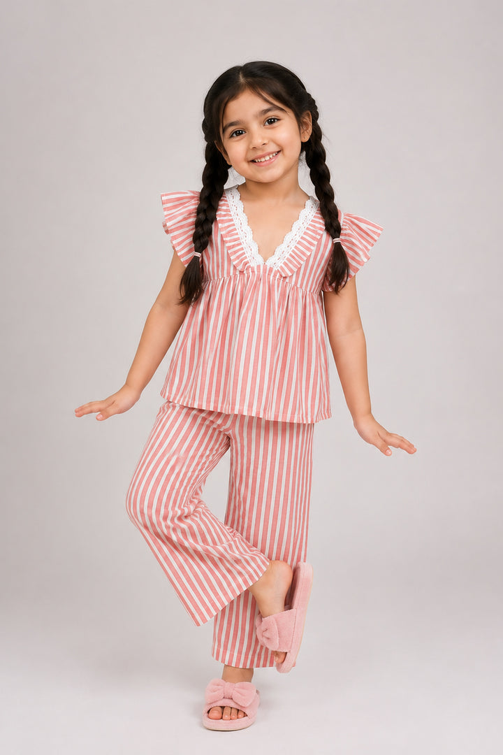 Everyday Elegance Coral Stripe Kids Sleep Set