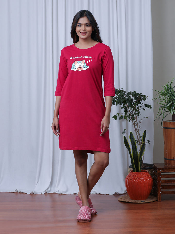 Printed Pure Cotton T-shirt Nightdress