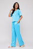 Aqua bloom half sleeve pj set with pocket