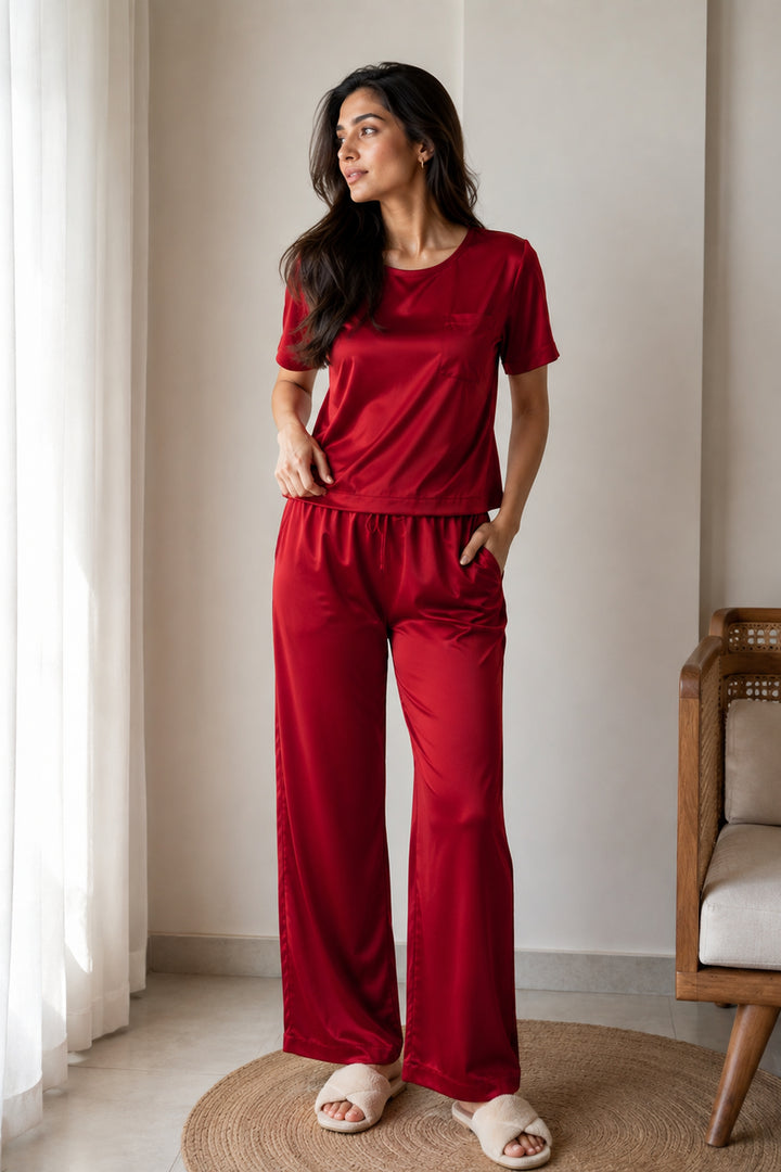 Berry Blush Half Sleeve PJ Set Wiith Pocket