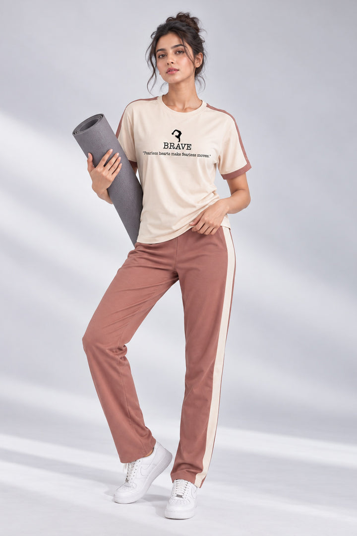 Slumber Jill Active Comfort Mocha Mousse Cotton Jersey Coord Set