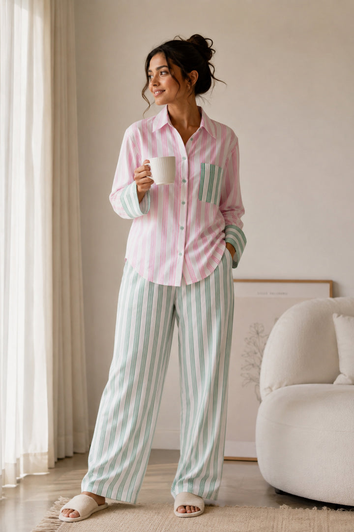 Soft Pop Stripe Cotton Sleep Set