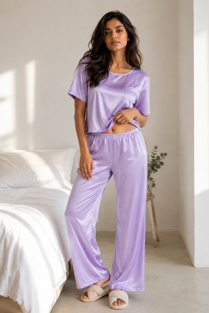 Lilac Haze  Bloom Half Sleeve PJ Set With Pocket