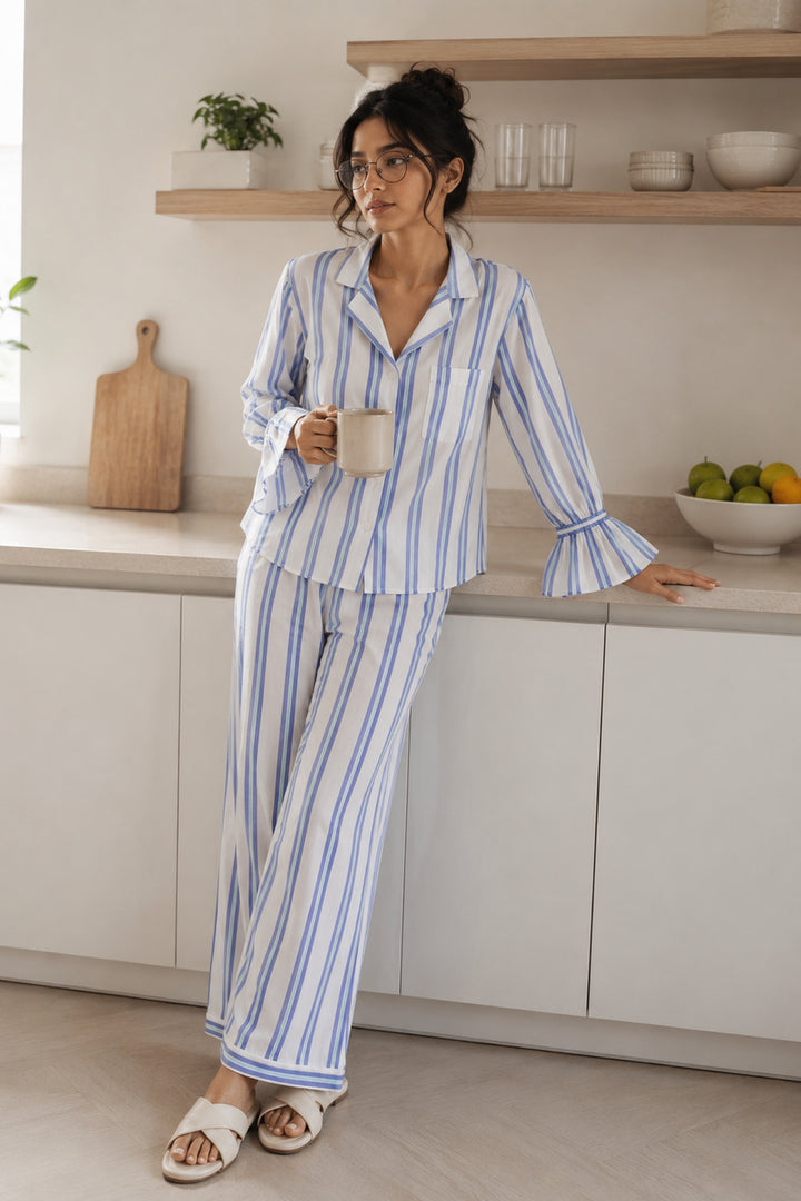 Sunday Sripes  Cotton PJ Set