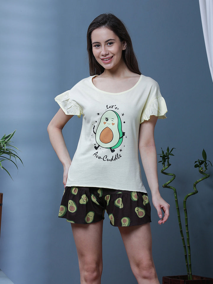 Graphic Printed Pure Cotton Night suit