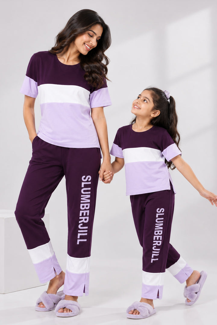 Mom & Me - Mulberry Magic, Slumber Everyday Mom & Kids Cotton Coord Set
