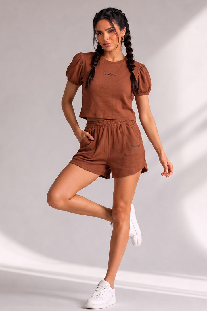 Mocha Bisque Waffle Knit Walk & Snooze Set