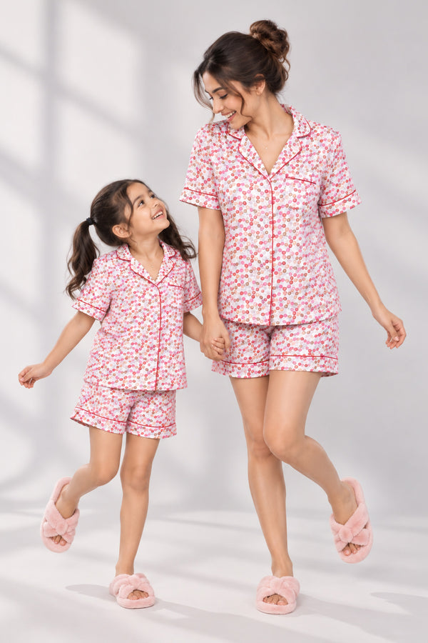 Cherry Crush Mom and Me Collard Short Set in Japan Satin