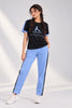 Slumber Jill Active Comfort Black & Blue Cotton Jersey Coord Set