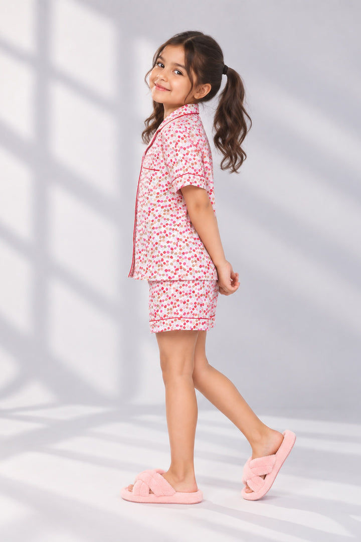 Cherry Crush Kids Collard Shortset In Japan Satin