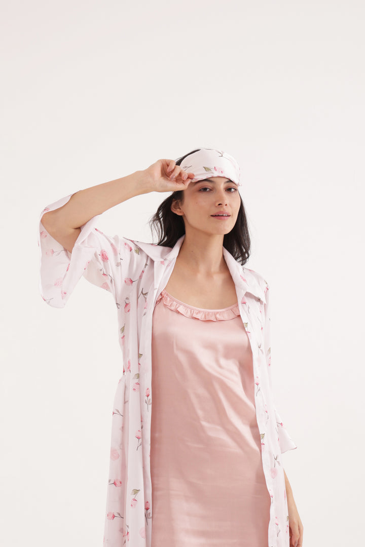Floral grace night dress and robe set