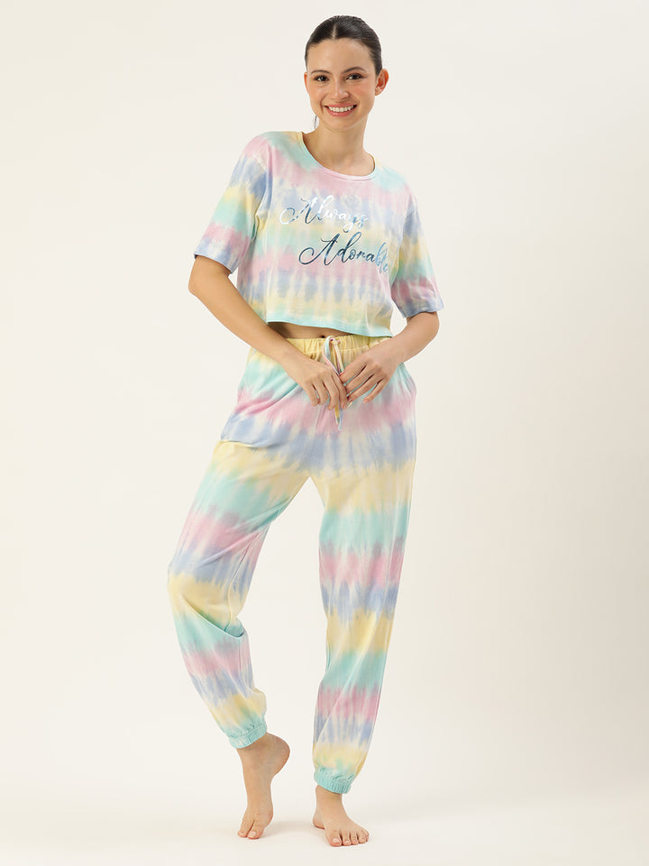 Tie & Dyed Printed Pure Cotton Night suit