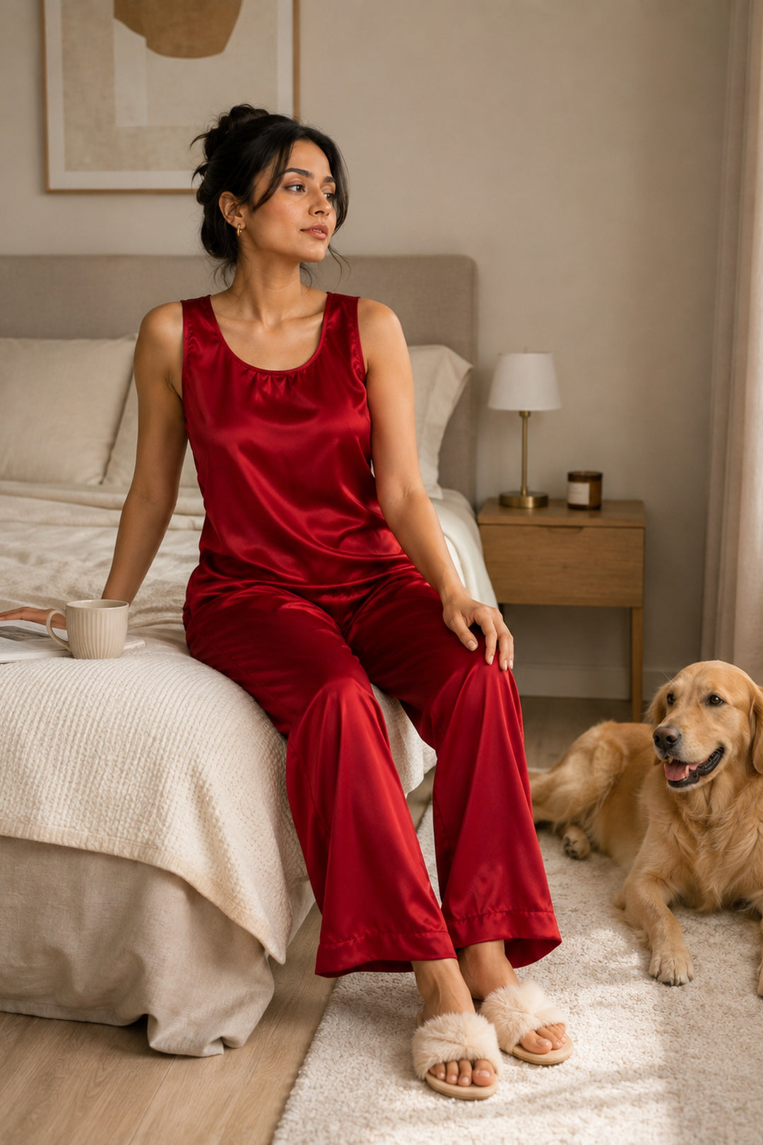 Berry Blush Sleeveless PJ Set With Pocket