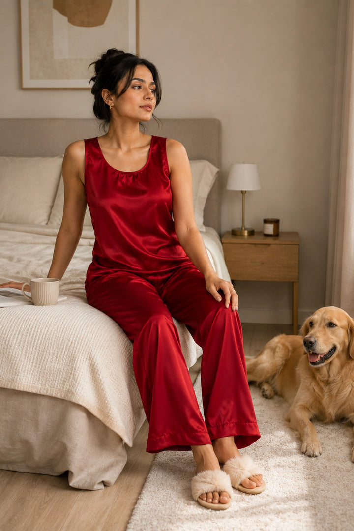 Berry Blush Sleeveless PJ Set With Pocket