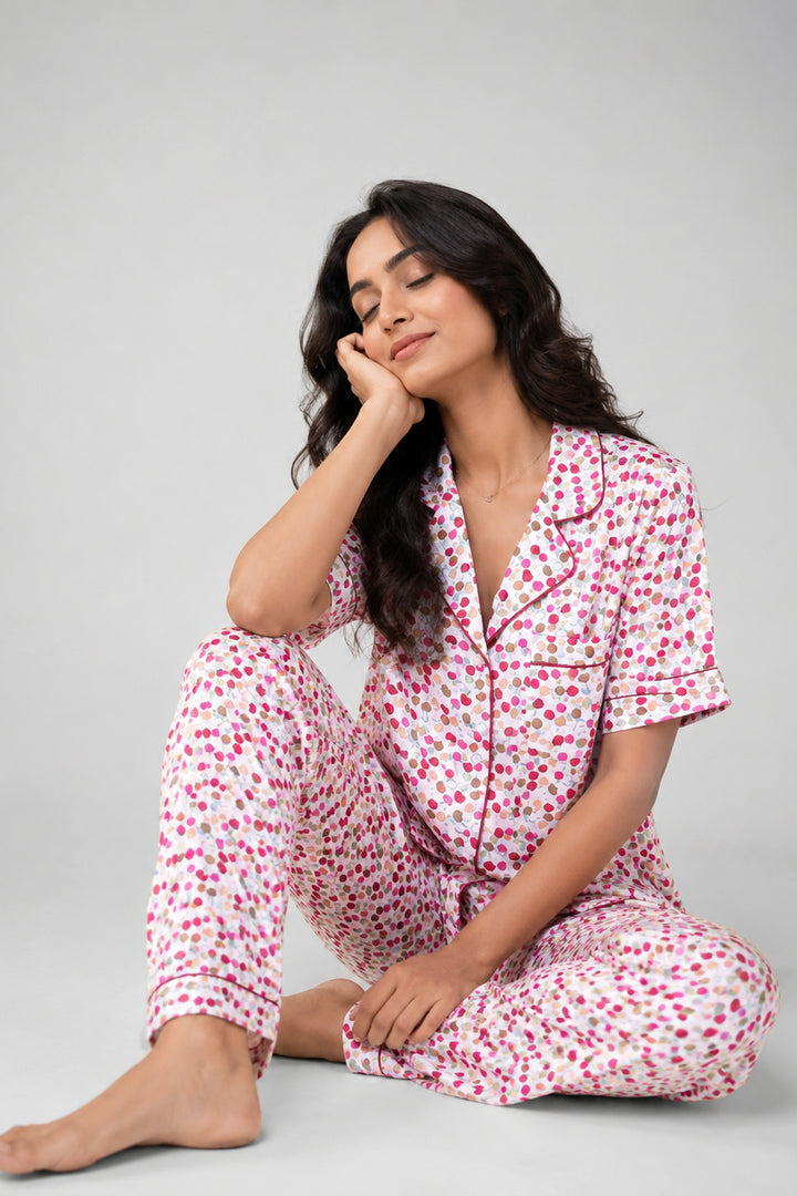 Cherry Crush Button Down PJ Set in Japan Satin