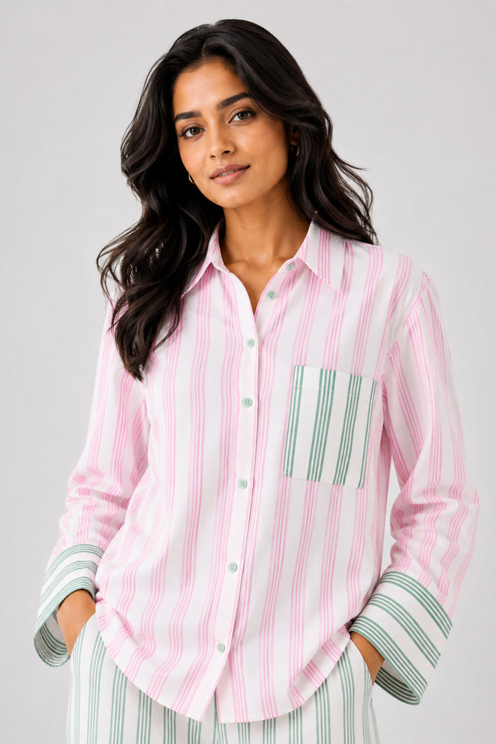 Soft Pop Stripe Cotton Sleep Set