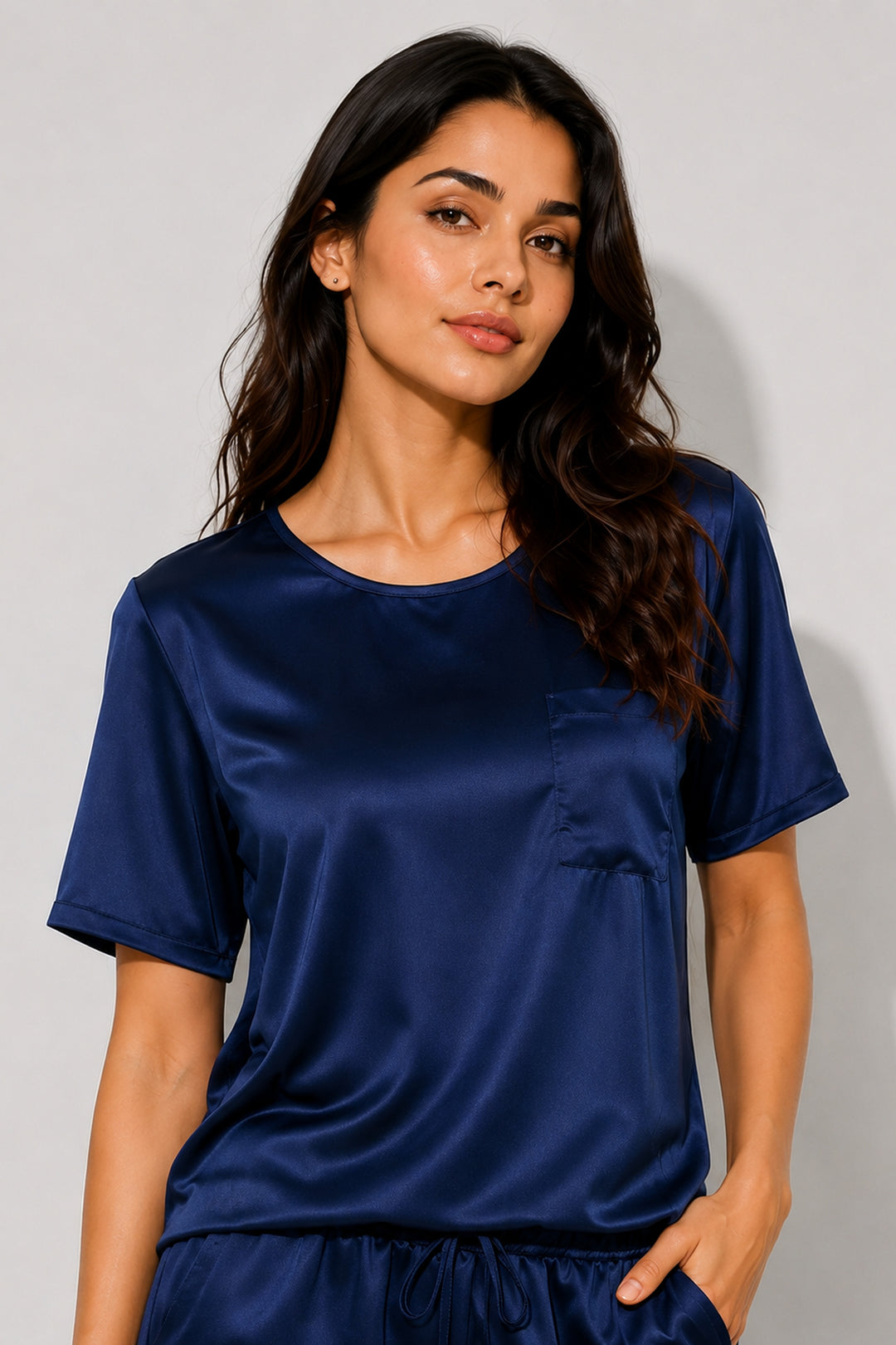 Midnight Sky  Half Sleeve Short Set With Pocket
