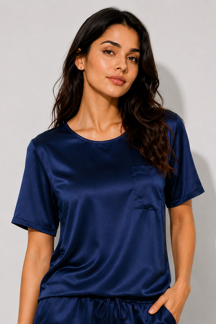 Midnight Sky  Half Sleeve Short Set With Pocket