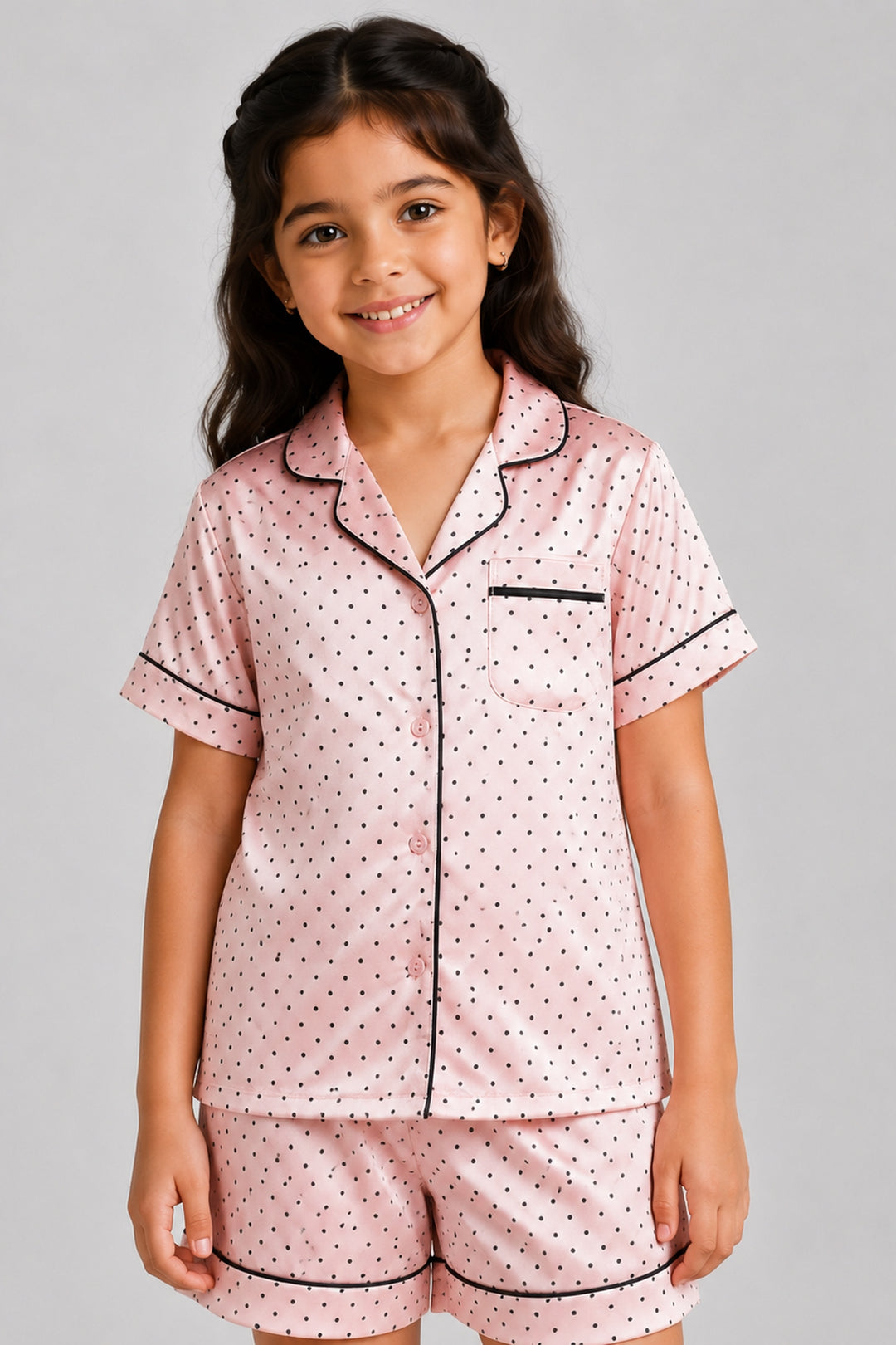 Sweet Blush Kids Collared Short Set in Japan Satin