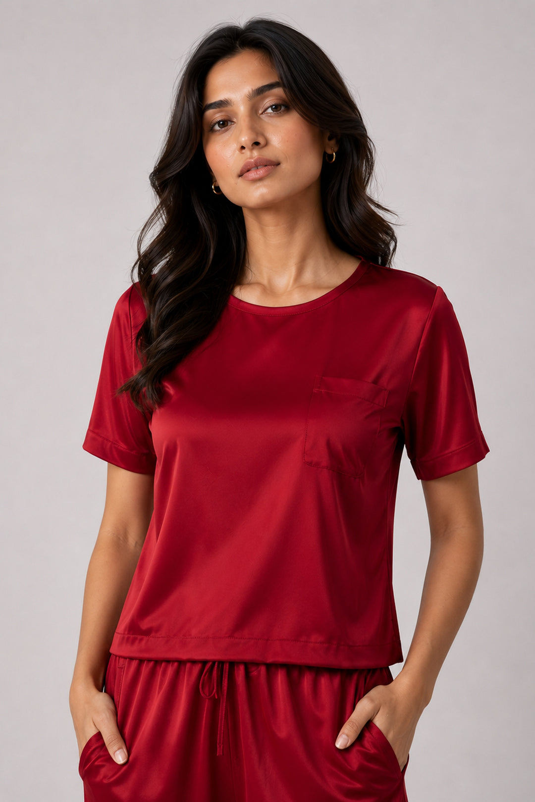 Berry Blush Half Sleeve PJ Set Wiith Pocket