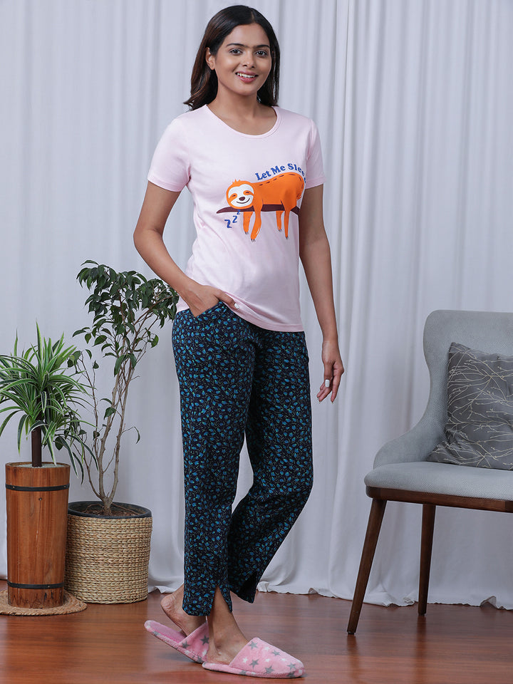 Graphic Printed Pure Cotton Night Suit