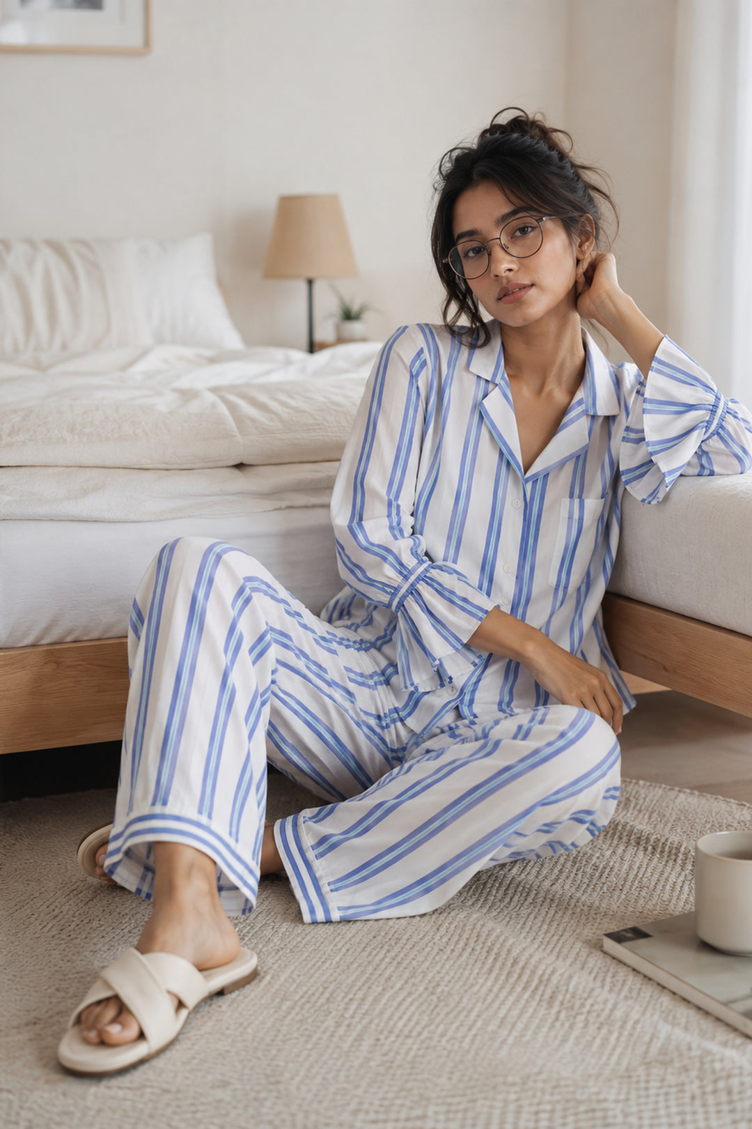 Sunday Sripes  Cotton PJ Set