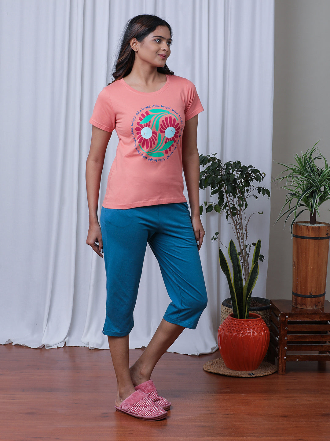 Graphic Printed Pure Cotton Night Suit