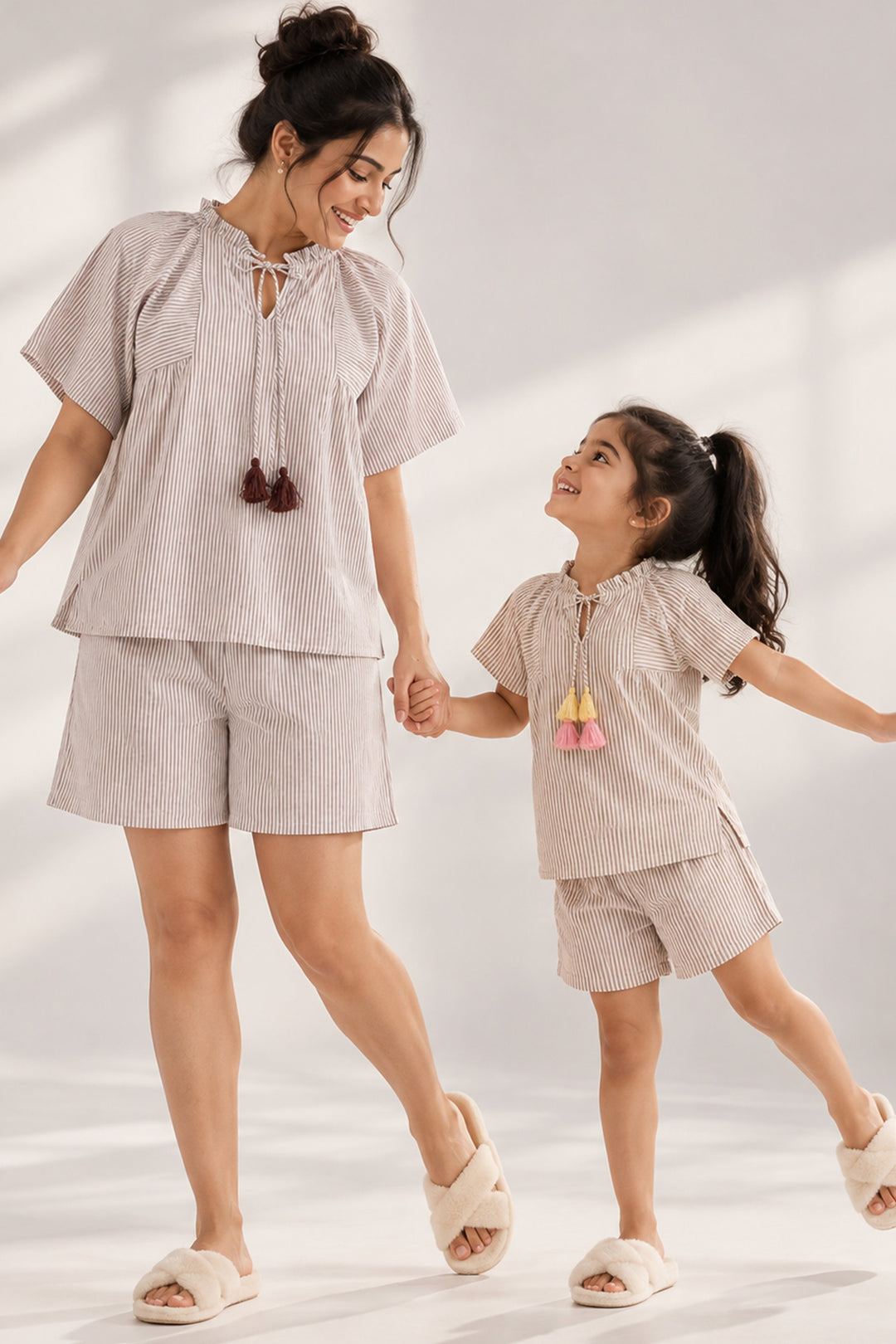 Mom & Me - Urban Breeze Mocha Stripe Short Set