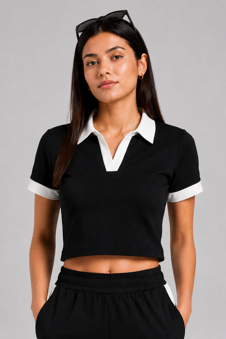 Off Duty Club Set in Black Rib Knit