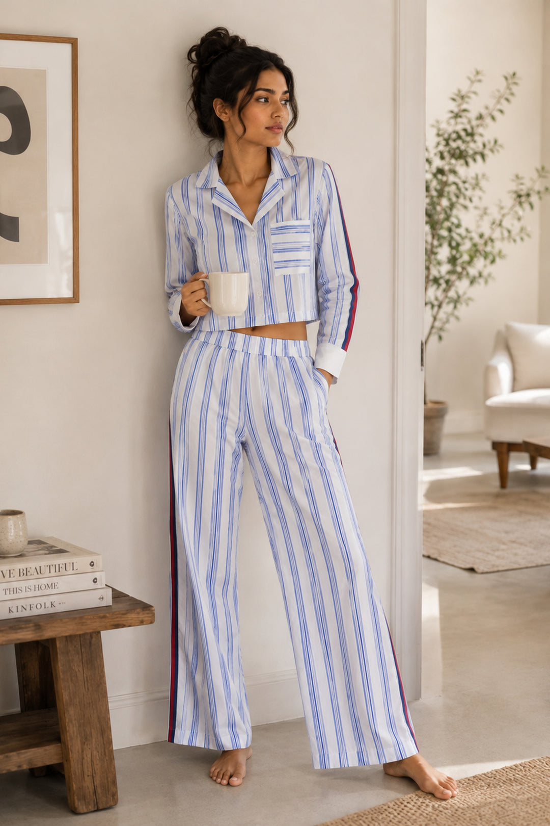 Urban Stripe Blue Cotton Co-ord