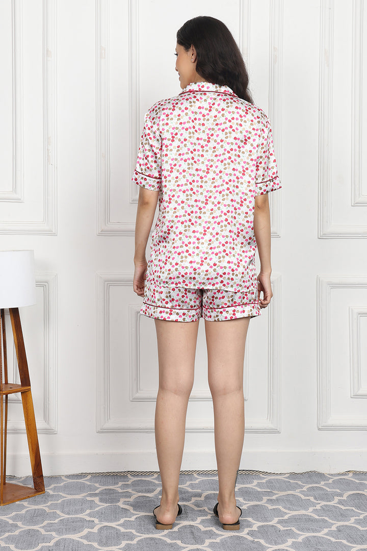Cherry Crush Button Down Short Set in japan satin