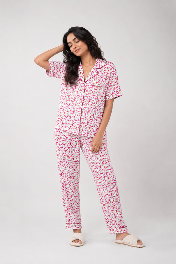 Cherry Crush Button Down PJ Set in Japan Satin