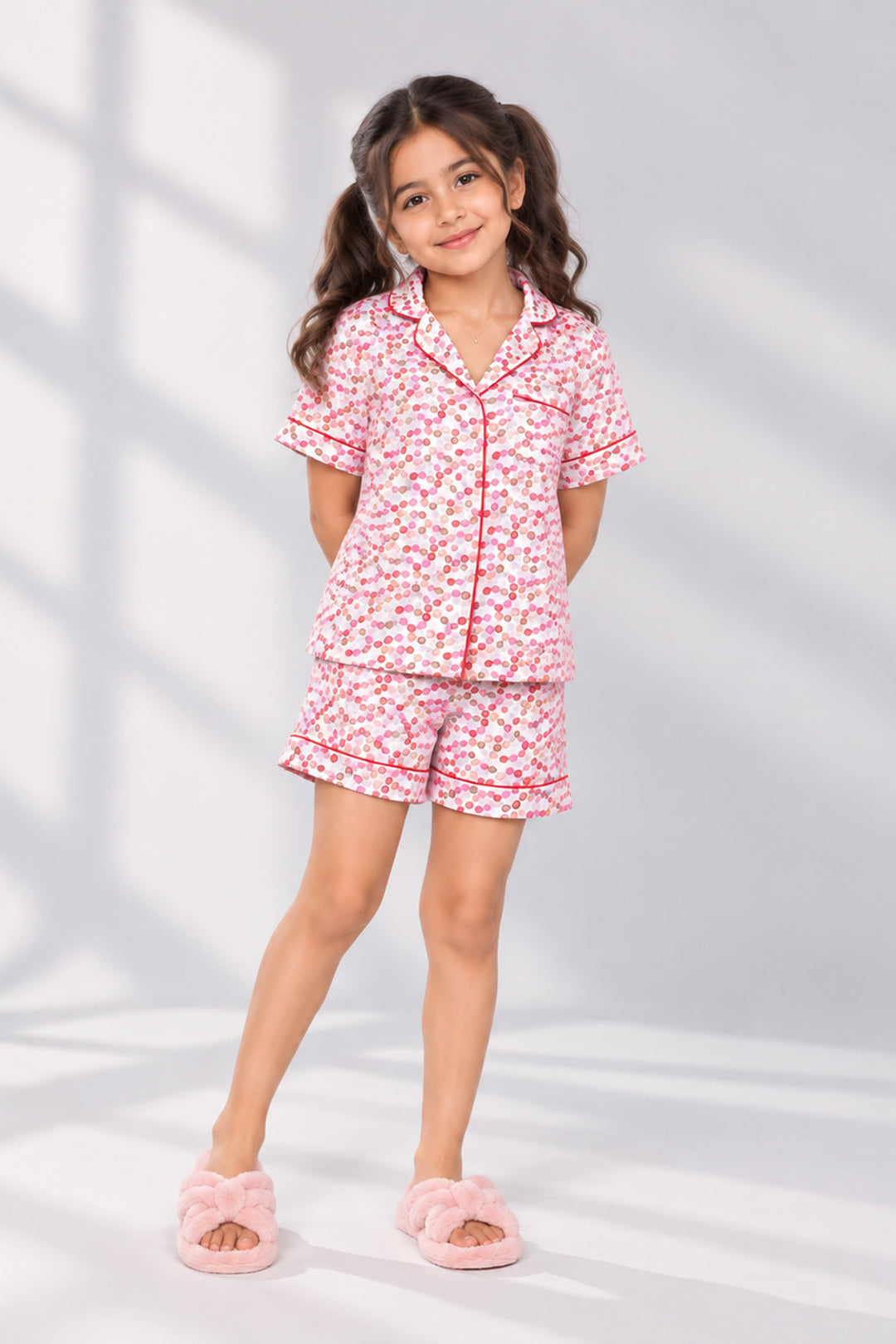 Cherry Crush Kids Collard Shortset In Japan Satin