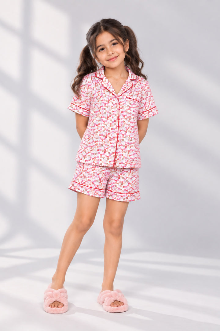 Cherry Crush Kids Collard Shortset In Japan Satin
