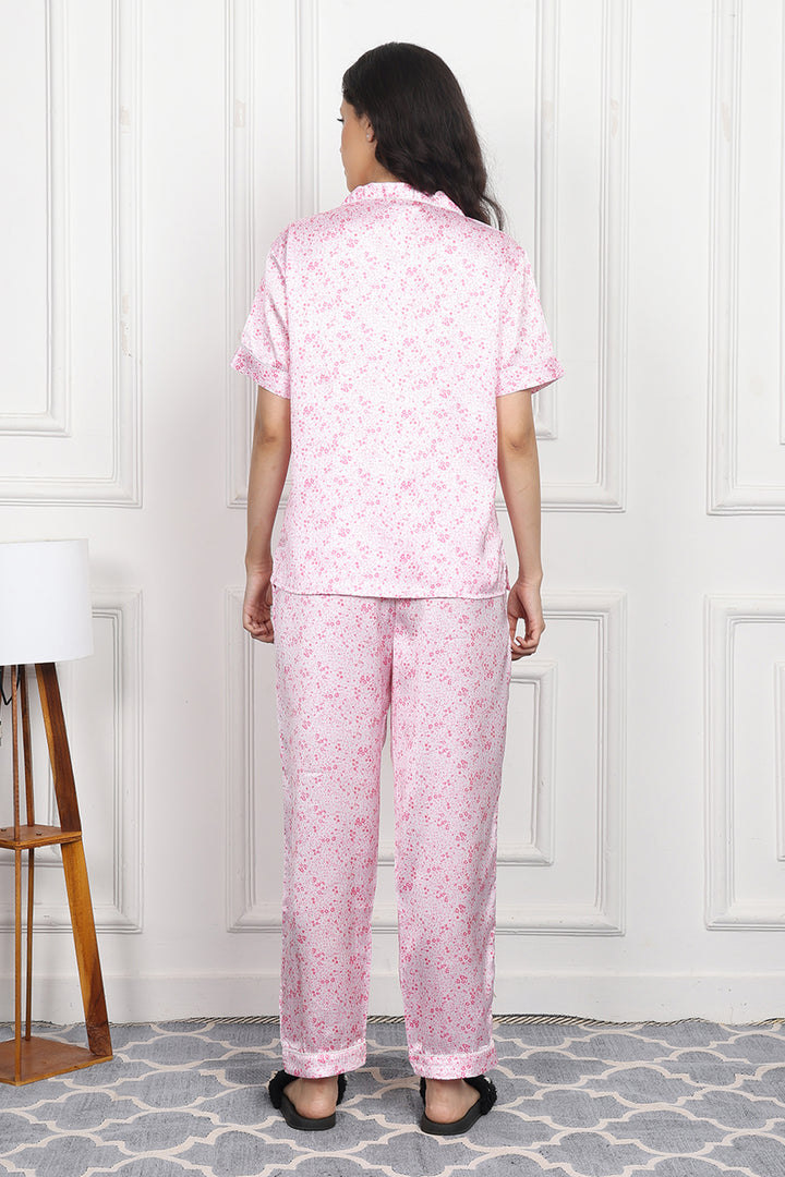 Floral Blush Button Down PJ Set in Japan Satin
