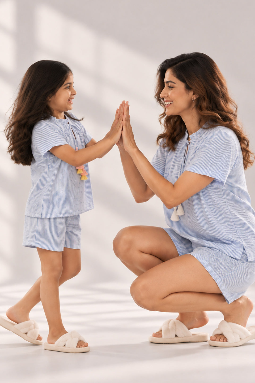 Mom & Me - Urban Breeze Dusty Blue Stripe Short Set