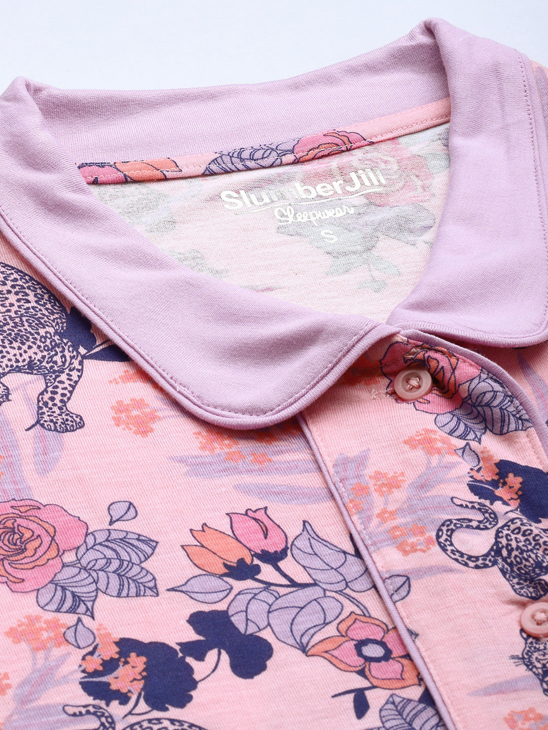 Conversational Printed Shirt Collar Night suit