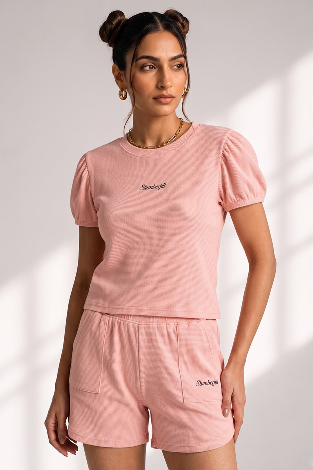 Coral Cloud  Waffle Knit Walk & Snooze Set