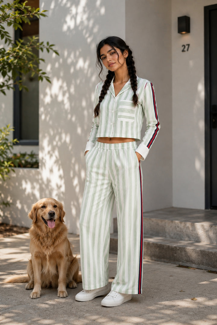 Urban Stripe Green Cotton Co-ord