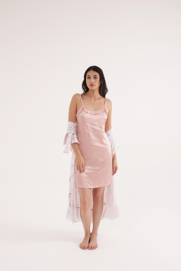 Floral grace night dress and robe set