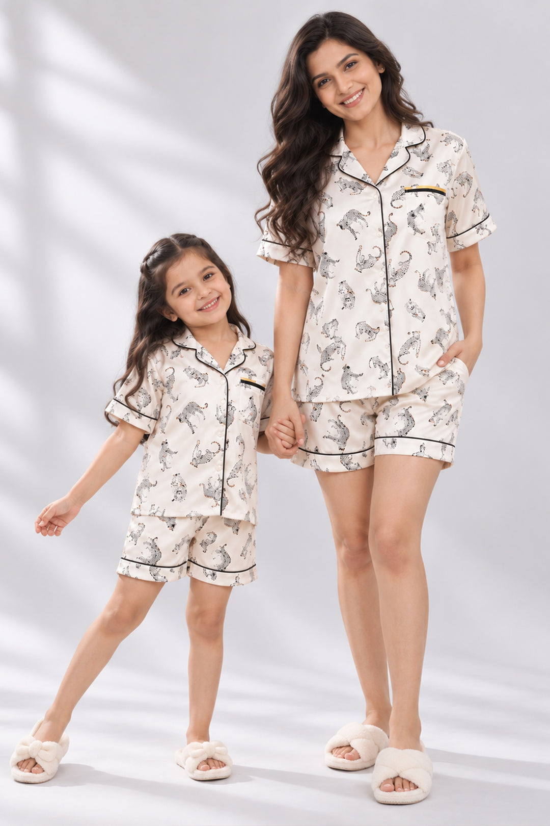 Mom & Me - Wild Elegance Collared Short Set in Japan Satin