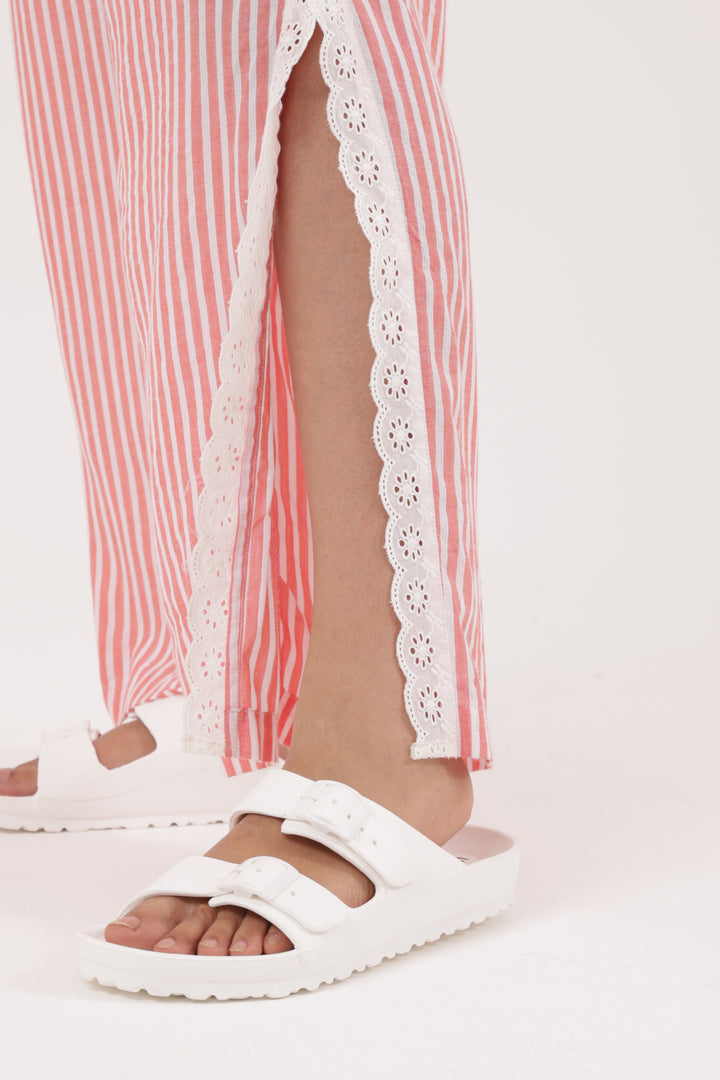 Everyday Elegance coral Stripe PJ Set