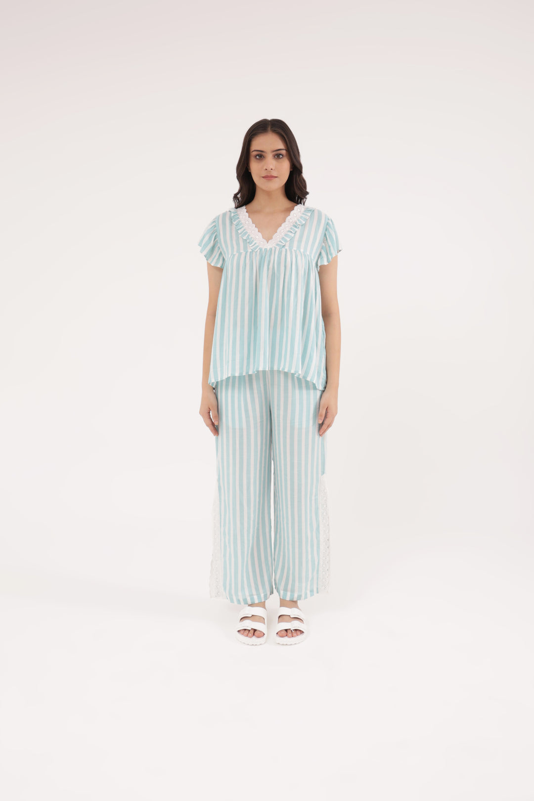 Everyday Elegance Aqua Stripe PJ Set